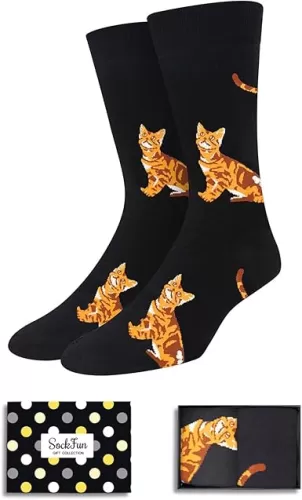 Funny Cat Flamingo Goat Gifts for Men - Novelty Crazy Silly Fun Farm Pet Animal Socks