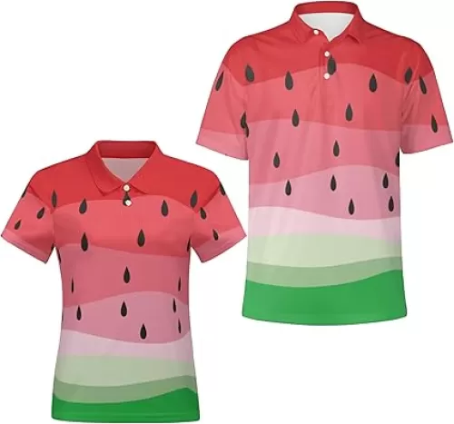 Funny Couple Golf Shirts, Matching Hawaiian Golf Shirt for Couple, Moisture Wicking Couple Polo Shirt for Men Women