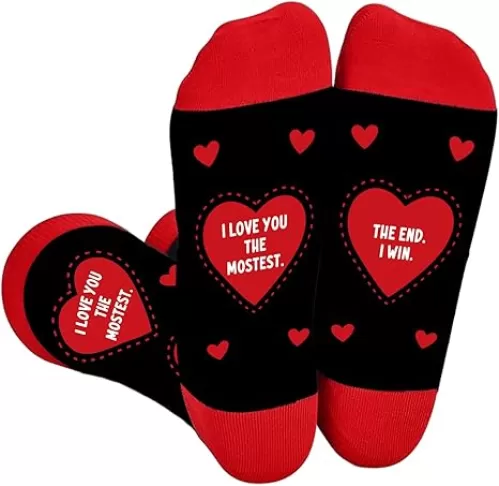 Funny Socks for Women Men, Cute Heart Socks for Wife Husband Mom Dad Friends Coworkers, Novelty Birthday Gifts for Her Him Girlfriend Boyfriend, Fathers Day Gag Gifts for Husband From Wife