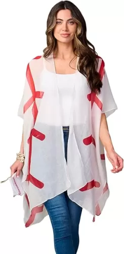 Game Day Shirt Kimono Cardigan - Open Shawl Blouse Cover Up for Sports Fans, Mom, Team Gift Party Favor