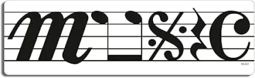 Gear Tatz - Music Symbols - Musician - Bumper Sticker - 3 x 10 inches - Professionally Made in The USA (Vinyl, X1)