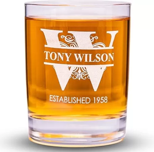 Gifts Inscribed Personalized Whiskey Glass – Custom Engraved Old Fashioned Glass with Name, Initials, or Message – Gift for Men, Dad, Husband, Groomsmen, Birthday (Custom Designs / 11.2 oz)