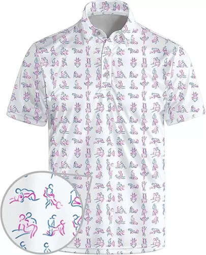 Golf Polo Shirts for Men Funny Print Short Sleeve Golf Shirts Performance Golf Polos