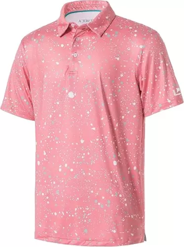 Golf Shirts for Men Dry Fit Performance Short Sleeve Print Moisture Wicking Polo Shirt