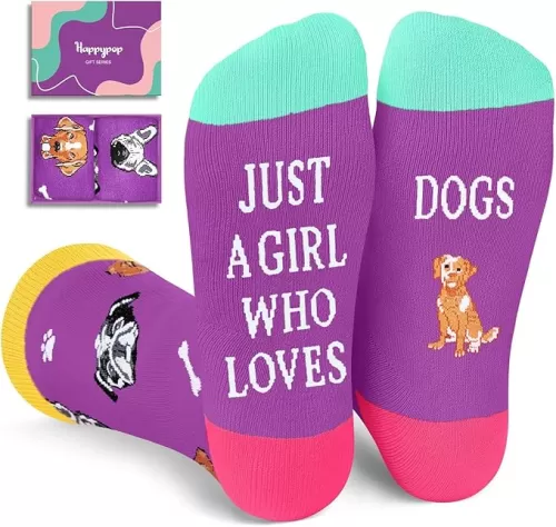 HAPPYPOP Funny Dog Lover Gifts - Huskies Pug Chihuahua Socks for Women, Retriever Beagle Bull Boxer Lovers Christmas Gifts