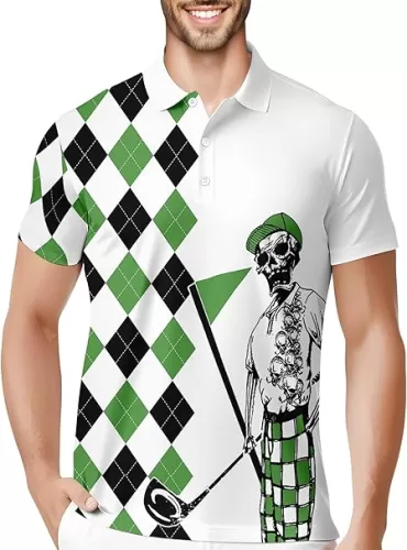 HIVICHI Funny Golf Shirts for Men Crazy Printed Pattern Colorful Wild Novelty Performance Moisture Wicking Mens Polo Shirt