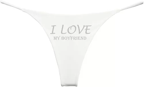 I Love My Boyfriend Women's Thong White (Pack of 1)