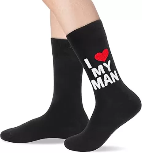 I LOVE MY GIRL MAN Socks Funny Novelty Socks for Valentines Girlfriend Boyfriend Anniversary Couple Gift Ideas