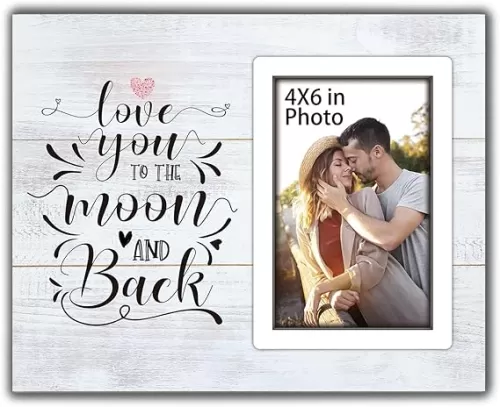 I Love You To The Moon And Back-Love Picture Frame, Custom Moon Phase Picture For Mom-Wedding Registry Search-Grandma Baby Picture Frame-Memorial Photo Frame-Birthday Gifts Engagement Wedding