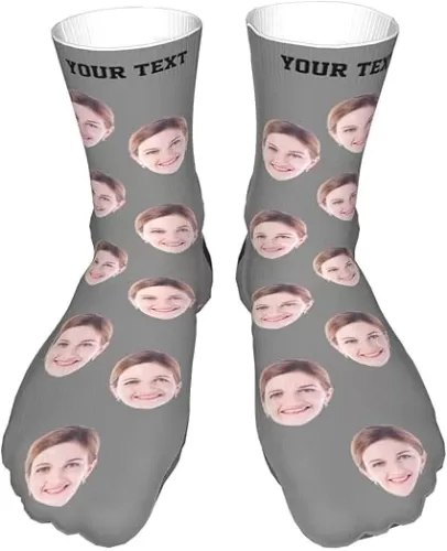 JINLIN Custom Photo Pet Face Socks - Personalized Men Women Dog Cat Picture Crew Socks- Funny Short/Long Socks