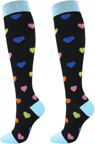 Junely Compression Socks for Women Knee High Stockings for Running Nurses Support Travel Pregnancy Gifts