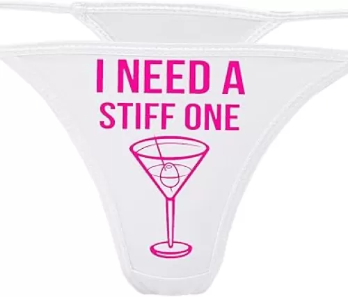 Knaughty Knickers - I Need A Stiff One White Thong - Fun Flirty Underwear - Panty Game Bachelorette Bridal Lingerie Shower