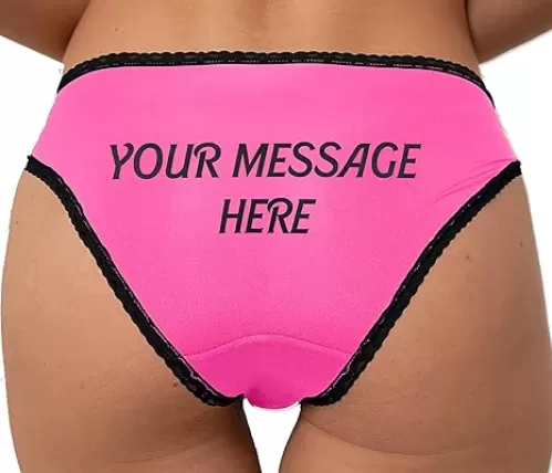 Knaughty Knickers Personalized Your Choice of Text Any Saying Customized Adult Design Black and White Bikini Panties