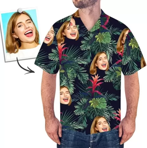 LOVELYPOD Hawaiin Shirt for Men Women Young Custom Face Shirt, Personalized Photo with Face Gift US Hawaiian Shirt for Men