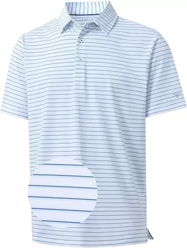 M MAELREG Golf Shirts for Men Moisture Wicking Striped Polo Performance Dry Fit Business Sports Mens Polo Shirts Short Sleeve