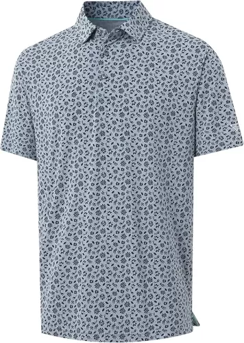 M MAELREG Golf Shirts for Men Print Performance Moisture Wicking Dry Fit Heather Stripe Collared Mens Polo Shirt Short Sleeve