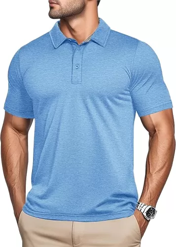 MAGCOMSEN Men's Short Sleeve Polo Golf Shirts 3-Button Moisture Wicking Athletic T-Shirts Casual Collared Shirt