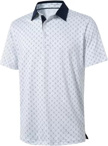 Mens Golf Shirts Short Sleeve Moisture Wicking Dry Fit Print Performance Athletic Casual Golf Polo Shirts for Men