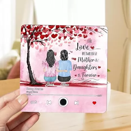 Mother and Daughter Personalized Music Fridge Magnet, Custom Refrigerator Magnet with Built-in Music Player, Mother's Day Birthday Gift for Mom Daughter Grandma Nana