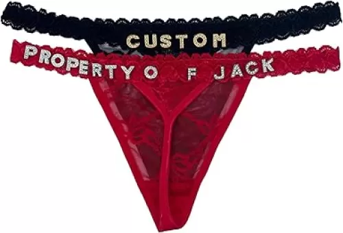 Nsipan Personalized Thongs with Names Custom G-String Thongs Rhinestone Name Text