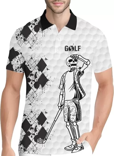PAGYMO Funny Golf Shirts for Men Crazy Printed Pattern Colorful Wild Novelty Moisture Wicking Performance Mens Polo Shirt