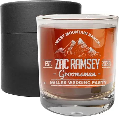 Personalized Etched 11oz Whiskey Glass - Custom Engraved Father