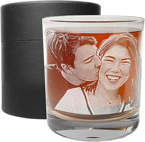 Personalized Etched 11oz Whiskey Glass–Customized Gifts for Men Him, Father’s Day, Custom Engraved Photo Picture, Unique Bday Anniversary Wedding Gift Ideas, Husband Boyfriend Dad Brother Son, Photo