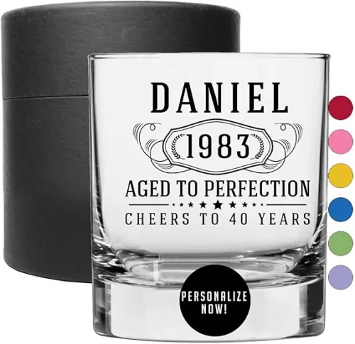 Personalized Printed 11oz Whiskey Glass–Customized Gifts for Men Him, Father’s Day, Custom Name Cocktail Cup, Happy Birthday Gift Idea for Dad Brother Adult Son, Turning Years Old Bday Party, Bernard