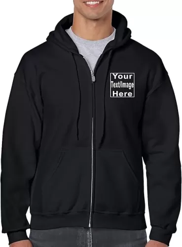 Personalized Zip Up Hoodies for Men Women. Design Your Own Custom Zip Up Hoodie Front & Back with Own Text & Picture