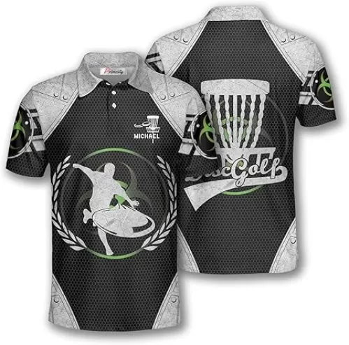 PRIMESTY Personalized Disc Golf Shirts for Men- Custom Disc Golf Jerseys for Teams- Disc Golf Shirts Men's Polo