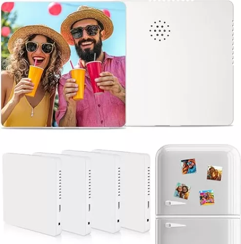 PYD Life 6 Pack Sublimation Music Fridge Magnet Blanks White, 3.93"x3.93" Album Refrigerator Magnets, Built-in Music Can Play Songs for Heat Press Machine Printing, Customizable Gifts for Him/Her