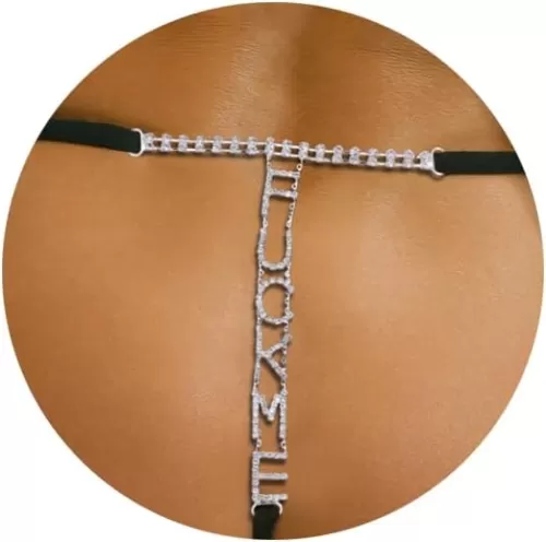 Rhinestone Letters Waist Chain Panties Thongs Summer Crystal Thong Chain Bikini Elastic Belly Chain Festival Rave Rhinestone G String Waist Body Jewelry for Women