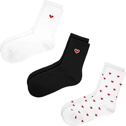 Ronglry Heart Socks for Women Valentines Socks for Women Heart Crew Socks Cute Cotton Womens Socks Valentines Gifts
