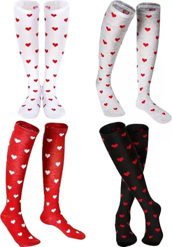 SATINIOR 4 Pairs Valentine‘s Day Knee Socks Women
