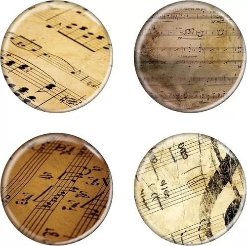 Sheet Music Magnets Musical Magnets for Refrigerator or Locker 1.5 Diameter - 4 Pack