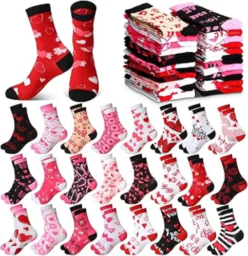Shinymoon 24 Pairs Socks Bulk Fancy Funny Novelty Socks for Women Girls Holiday Gifts