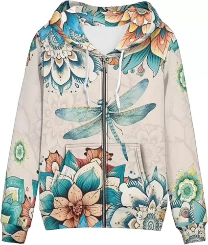 Showudesigns XS-5XL Zip Up Hoodie for Women Sweatshirt Pullover