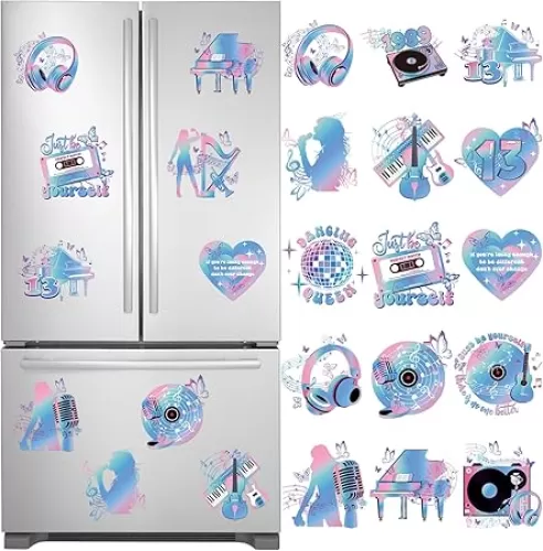 Singer Refrigerator Magnets Decorations- 16 Pcs Music Fridge Magnet Concert Musical Magnetic Stickers Ornaments for Girls Gifts Car Accessories Just Be Yourself Positive Decals Locker Decor