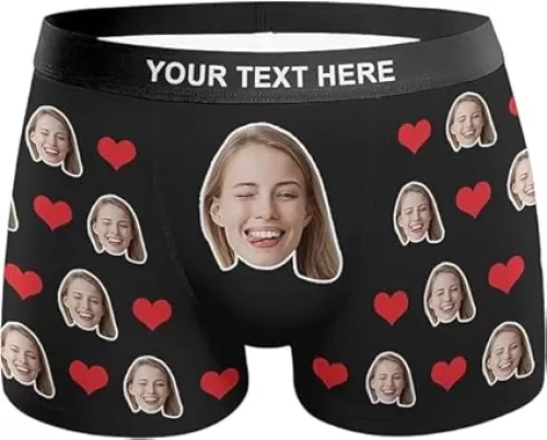 SOUFEEL Personalized Boxers Briefs with Picture, Custom Face Underwear with Your Name