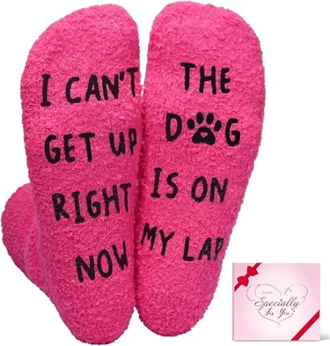 Sunia Cat Dog Socks for Women | Fuzzy Gripper Funny Novelty Socks Mother