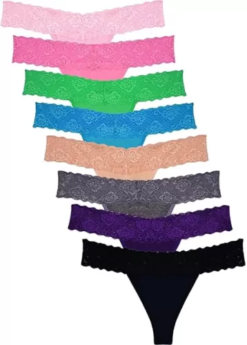 Sunm Boutique Lace Thongs for Women Thong Underwear Women Lace Panties Women Underwear Cotton Thongs for Women Pack