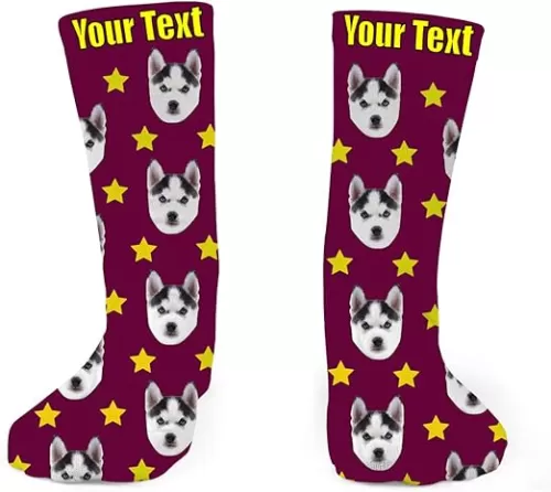 TEEAMORE Custom Face Socks with Picture Personalized Crew Sock Gifts for Men Women