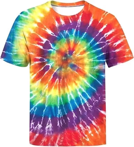 Tie Dye Shirts for Men Women, Short Sleeve Mens Tie Dye Shirts, Mens Women Rainbow Tie Dye T Shirts, Size:S-5XL