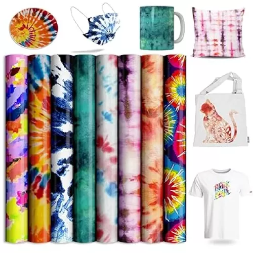 Tie Dye Transfer Sheets-Sublimation Transfer Paper for T-Shirts Blank Mugs, 8pcs/Set, 12"x12"