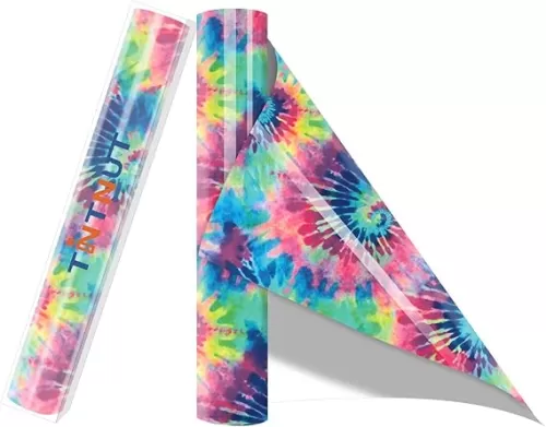 Tintnut Tie-dye Swirl HTV Heat Transfer Vinyl Roll - 12 Inch x 5ft Roll Light Pink Frame Swirl Iron on Vinyl Colorful Spiral Patterned HTV Vinyl DIY Bags T-Shirts for Cricut or Silhouette Cameo