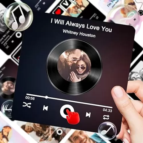 Upgraded Custom Music Fridge Magnet, Personalized Music Refrigerator Magnets with Photo, Song & Album Cover, Fridge Sticker That Plays Music, Music Magnets for Fridge, Christmas Valentine's Day Gifts