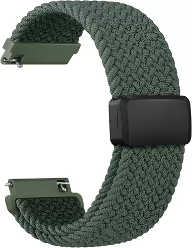 Vanjua Magnetic Nylon Band for Garmin Vivoactive 6 / Vivoactive 5/3/3 Music Watch Bands, 20mm Quick Release Stretchy Strap Replacement Compatible With Venu Sq 2 / Forerunner 55/165/245/645