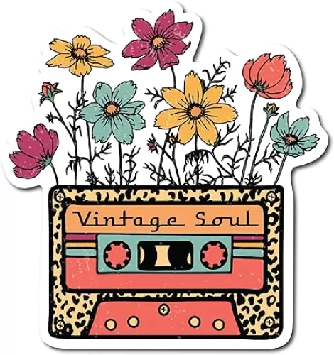 Vintage Cassette Tape 4 Inch Refrigerator Magnet | UV Printed 4-Inch Kitchen Decor Accessory Flower Art Wall Décor Groovy Hippie Peace Flower Retro Floral Music Old School CSM011