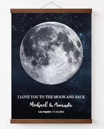 Wall Decor Art for Bedroom, Custom Moon Phase Map for Specific Date Art Print - Personalized Moon Gift for Couples, Anniversary, Birthdays, Weddings, Valentine’s Day - Unframed Home Decor Poster(Multiple Sizes)