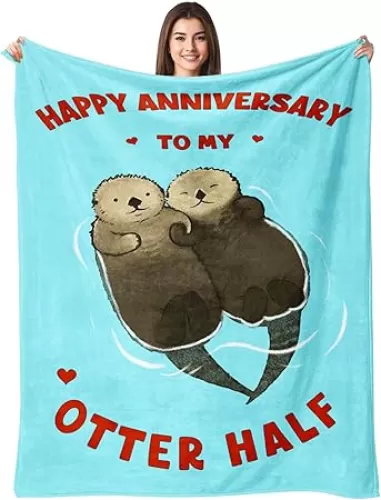 Wedding Anniversary Blanket Gifts for Women Men - Happy Anniversary Wedding Romantic Gifts for Wife Husband Boyfriend Girlfriend Couple Gifts for Him Her - I Love You Gifts - Throw Blanket 50"X60"
